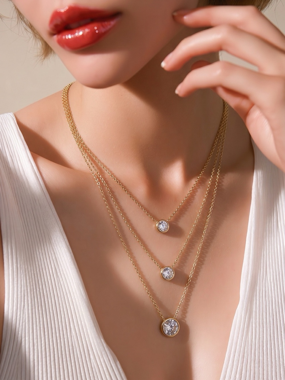 Park Lane Jewelry Angelic Necklace - Gold Tone 3-in-1 Layered CZ Pendant